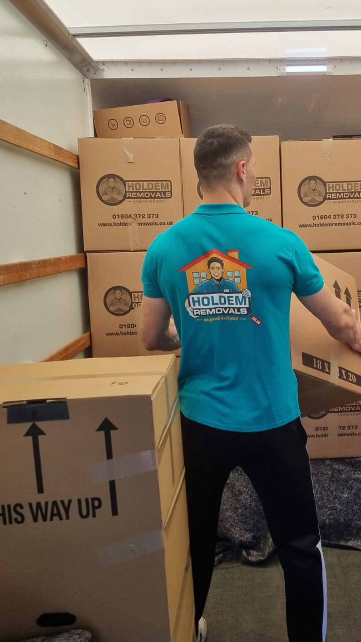 Moving truck at cathedral